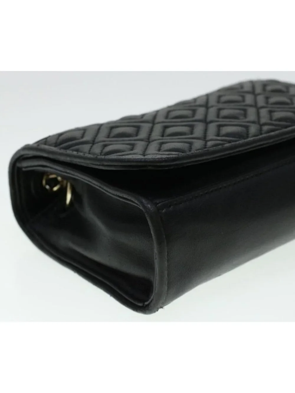 Authentic TORY BURCH Chain Shoulder Bag Leather Black